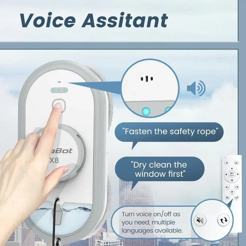 QWAlfaBot X8 Window Cleaning Robot with Dual Water Spray,Voice Assistant,and Smart Vacuum for Highrise Windows - Image 4