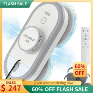 QWAlfaBot X8 Window Cleaning Robot with Dual Water Spray,Voice Assistant,and Smart Vacuum for Highrise Windows