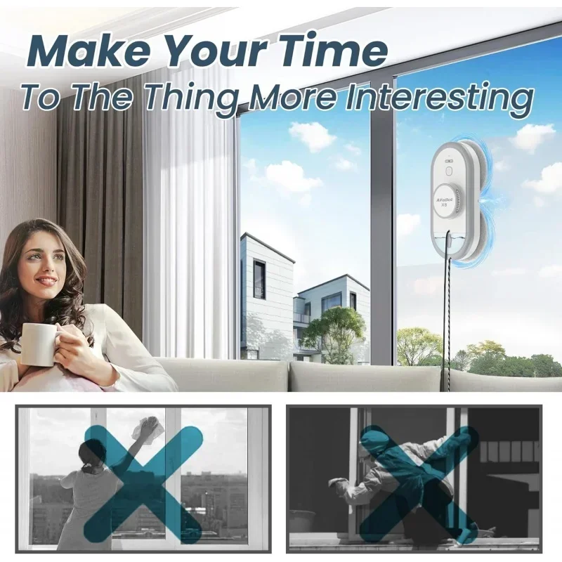 QWAlfaBot X8 Window Cleaning Robot with Dual Water Spray,Voice Assistant,and Smart Vacuum for Highrise Windows - Image 5