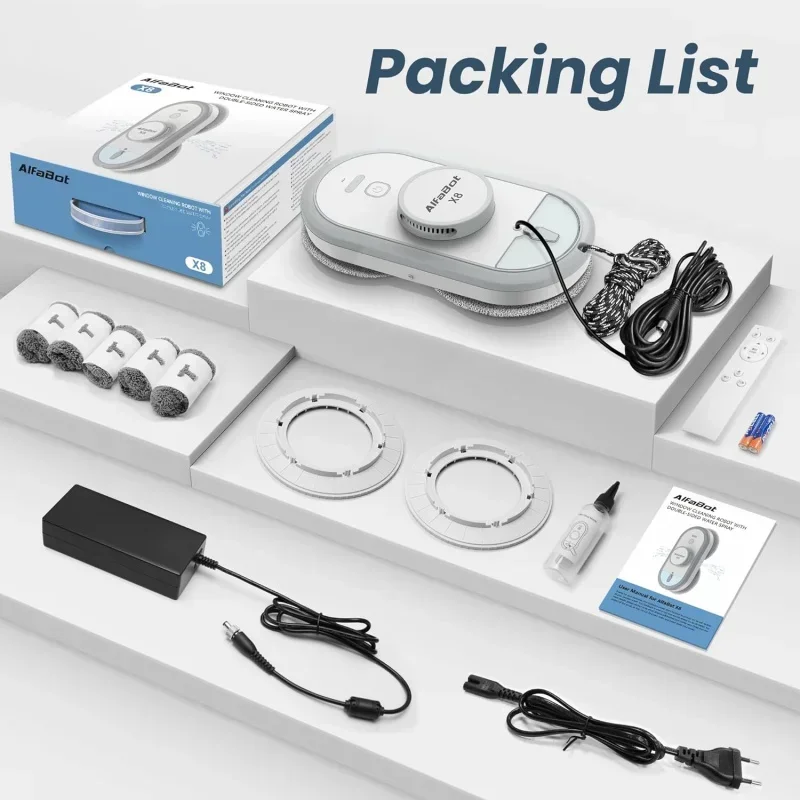 QWAlfaBot X8 Window Cleaning Robot with Dual Water Spray,Voice Assistant,and Smart Vacuum for Highrise Windows - Image 6